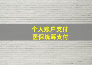 个人账户支付 医保统筹支付